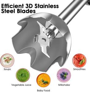 Mixeur plongeant électrique 3-en-1 600W pour la maison avec lames en acier inoxydable et fouet, nettoyage rapide et facile, récipient en ABS - Product Image 3