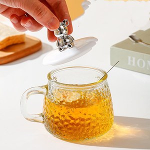 14oz 420ml <span class=keywords><strong>Desayuno</strong></span> cristalería Vasos Vaso de agua Café Jugo Taza de leche Taza de té de vidrio con tapa y cuchara - Product Image 3