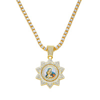 Nouveau collier tendance pour homme en alliage de zinc, style streetwear hip-hop, avec pendentif tourné en forme de tournesol, motif portrait, personnalité affirmée