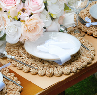 Laquedecraft Lot de 4 sets de table ronds faits à la main en feuilles de maïs tressées, style bohème et rustique, pour événements de mariage, Chine
