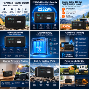 Station d'alimentation portable LFP 4019Wh 1200W avec charge rapide AC, générateur solaire MPPT, alimentation de secours pour la maison, l'extérieur et la voiture, onde sinusoïdale pure - Product Image 2