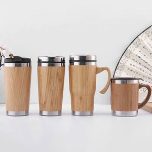 แก้วกาแฟแบบพกพา สแตนเลสหุ้มไม้ไผ่ สำหรับเดินทาง ผลิตตามสั่ง ขายส่ง - Product Image 2