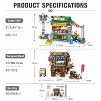 Blocs de construction personnalisés Scène de rue chinoise - Kit de stand alimentaire DIY - Jouet de construction - Mini modèle - Cadeau éducatif pour enfants - OEM