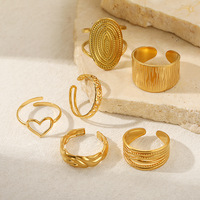 Bague géométrique en acier inoxydable tendance, polyvalente, unique, plaquée or 18 carats, ouverture réglable, unisexe, bijoux tendance pour un usage quotidien