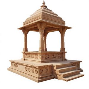 Gazebo traditionnel en pierre rose, pavillon de jardin indien artisanal, auvent architectural en pierre, qualité d'exportation - Product Image 2
