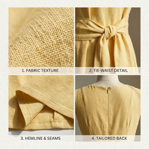 Joydressing Elegante Abito Midi <span class=keywords><strong>Giallo</strong></span> Burro Senza Maniche con Scollo a V e Laccetti Laterali, Vestito Casual da Ufficio per Donna, Vendita all'Ingrosso Personalizzata - Product Image 3