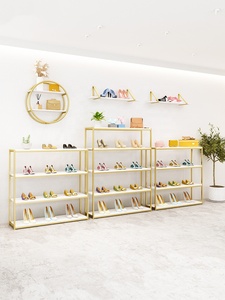 Estantes de Exhibición de Zapatos de Oro Brillante, Decoración de Diseño de Muebles para Bolso y Tienda Minorista, <span class=keywords><strong>4</strong></span> Capas - Product Image 2