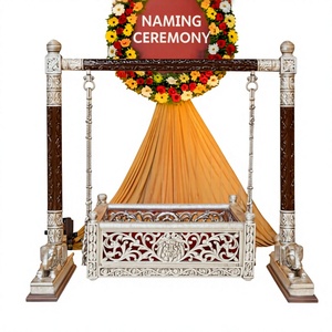 Traditional Silver Palna for Baby Naming Function Baby Welcoming Ceremony Carved Silver Swing Decor Baby Shower Function UK Sale - Product Image 4