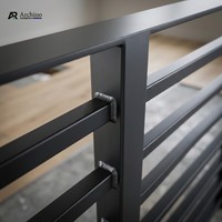 Rampe de balcon extérieure en alliage d'aluminium de luxe, à lattes horizontales, pour appartement, escalier et villa