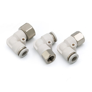 Shuangxin Pneumatic Fittings 4-M5 Internal Thread <b>Quick</b> <b>Connector</b> Bend Vent PLF8-02 Plastic Through-threaded - Product Image 1