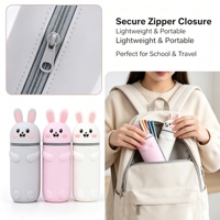 Étui à crayons et porte-stylos pour filles et garçons, jolie trousse à crayons en silicone souple, avec fermeture éclair, pour les fournitures scolaires des enfants