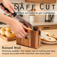 Support réglable pour trancheuse à bagels, coupe-pain en bois pour bagels, petits pains et muffins anglais de différentes tailles - Base antidérapante, rangement facile