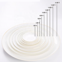 Assiettes plates rondes en porcelaine fine dorée de luxe pour salade, steak, dessert, collations et pâtes