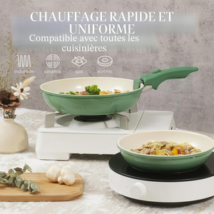 High Quality Modern <b>Ceramic</b> Coated Non-Stick Pots <b>Pans</b> Detachable Handle 8-Piece Aluminum Induction Green Cookware <b>Set</b> - Product Image 3