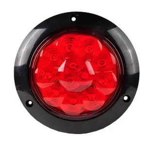 Lampu samping led bulat 10V 30V, merah setengah terang penuh terang lampu samping IP65 12 led lampu samping bus truk