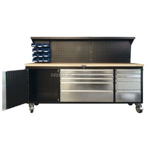 Tủ dụng cụ di động 84 inch phủ lớp đen / Hộp dụng cụ / Tủ dụng cụ 10 ngăn kéo, bàn làm việc để lưu trữ trong gara - Product Image 2