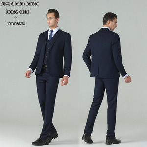 Conjunto de traje de negocios azul marino para hombre al por mayor barato traje suelto informal de 2 piezas para hombre - Product Image 2