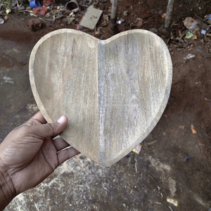Natural Wood Serving <b>Tray</b> Heart Shape Wooden <b>Dinner</b> Plate Dessert Fruit Platter Dish Acacia Wood Luxury Snack <b>Tray</b> 10-inch - Product Image 1