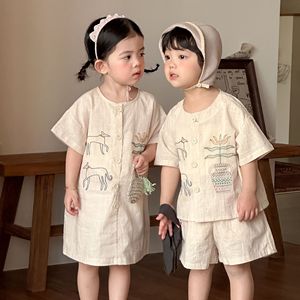 Abbigliamento Estivo 2026 per Bambini in Puro Cotone con Cartoni Animati, Vestito a Maniche Corte per Ragazzi e Ragazze, Coordinato per Fratelli e Sorelle - Product Image 3