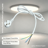 Cable de Alimentación Europeo de 3 Pines, Cable de Corriente Alterna Europeo H05VV-F, Enchufe Schuko, Extremo Abierto, Cable Desnudo, 250V 16A, Certificado VDE
