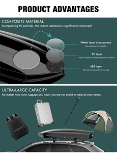Boîte de <span class=keywords><strong>ski</strong></span> de haute qualité grande capacité 500L boîte de <span class=keywords><strong>toit</strong></span> de voiture - Product Image 3