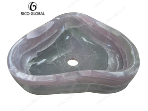 Lavabo Irregular RICO GLOBAL de Mármol Pulido, Lavabo Contemporáneo para Baño con Acabado Liso y Forma Orgánica - Product Image 6