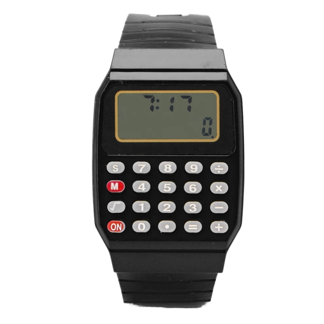 Children Digital Calculator Watch Led Unisex Kid Rubber Plastic Multi-purpose Date Time Electronic Wrist Watch