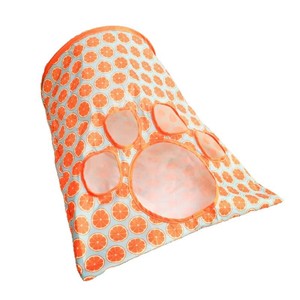 Tunnel pliable pour chat avec couineur, motif patte orange, pour le jeu et le divertissement des chats - Product Image 1