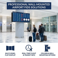 Terminal FIDS mural professionnel avec écran LCD intégré multi-panneaux et horloge mondiale pour aéroports et hubs de transit