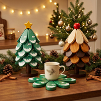 Sous-plat de luxe en bois massif pour Noël, design pliable et rebondissant, imperméable, résistant aux taches, imprimé dessin animé, isolation thermique