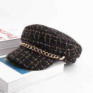 Elegante Grade Ferro Bordado Boina Cap para Mulheres e Homens Moda Casual Fiddler Cabbie Baker Destaque Film Cuff Beret - Product Image 3