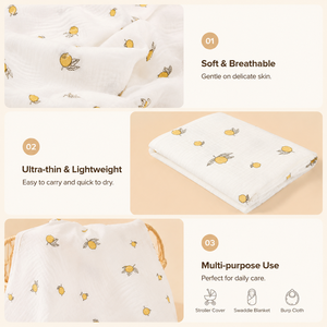 Toallas Envolventes para Bebé Ecológicas de 200 Hilos, Suaves y Lindas, Estampadas, de Algodón, para Todas las Estaciones, Mantas Envolventes de Muselina de 2 Capas para Bebés - Product Image 3