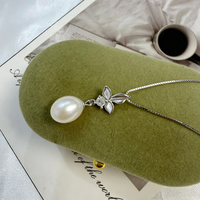 Parure de bijoux en perles d'eau douce, forme riz, avec pendentif feuille en nacre et zircon cubique, collier et boucles d'oreilles pendantes en argent 925 plaqué rhodium, unisexe