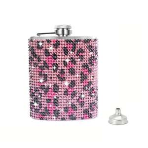 Al por mayor, cantimplora de acero inoxidable de 6oz y 8oz con diamantes de imitación brillantes para licor, whisky y alcohol - Product Image 3