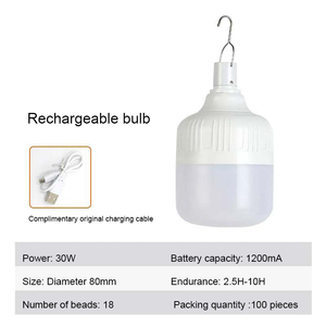 Lampe de camping d'urgence rechargeable, étanche IP65, avec batterie au lithium, construction en plastique LED, lampe de secours rechargeable - Product Image 3