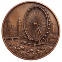 Pièce de monnaie jeton de grande roue en cuivre fin 999, moulée sur mesure, à motif 3D personnalisé, ultra haute relief, commande en gros