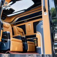 Kit d'aménagement intérieur personnalisé pour camping-car CARRIDE Premium Luxury Orange Mercedes Sprinter Modèle 2 Van, sièges en cuir, métal.