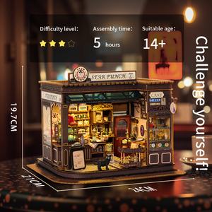 IIECREATE Maison de poupée miniature K-1083 Magasin de café magique Modèle miniature Kit de bricolage Ensemble cadeau pour 14 ans et plus - Product Image 5