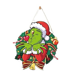 กรินช์ตกแต่งคริสต์มาสป้ายแขวนรูปซานต้าที่ประตูต้นคริสต์มาสของตกแต่งวันหยุดงานฝีมือคริสต์มาสกล่องใช้ - Product Image 2