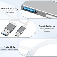 Hub 2 en 1 Usb a tipo C convertidor con 4 puertos USB Hub adaptador Usb3.0 transmisión de datos de alta velocidad para extensor Usb de computadora