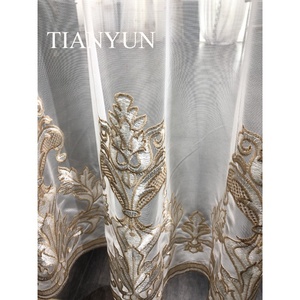 Rideaux fantaisie semi-transparents floraux en <span class=keywords><strong>organza</strong></span> 100% polyester brodé de 108 pouces pour salon et fenêtre, style européen, vente chaude à Dubaï - Product Image 3
