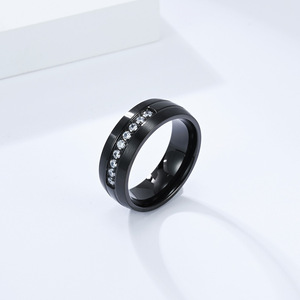 <b>Titanium</b> Steel Diamond <b>Ring</b> Gold Black Silver Unisex Engagement Jewelry Channel Setting Geometric Shape Fashion <b>Rings</b> - Product Image 4