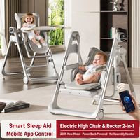 Chaise berçante électrique 2-en-1 pour bébé, pliable, structure en aluminium, roulettes pivotantes, double plateau, coussin moelleux, sans assemblage