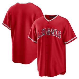 2025 Unisex Los Angeles Jersey Baseball-Shorts Maßanfertigung Übergröße mit Gestickten Logos Rot Atmungsaktiv Schnelltrocknend 100% Polyester - Product Image 3
