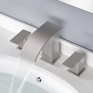 Grifos de lavabo AOWE de <span class=keywords><strong>3</strong></span> orificios con acabado cepillado, doble manija, montaje en cubierta, 8 pulgadas de separación, acero inoxidable 304, cerámica, modernos, 5 años de garantía, para dormitorio - Product Image 2