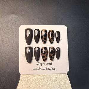 High-end Luxury Leopard Print Almond <b>Press</b> <b>on</b> <b>Nails</b> <b>Nail</b> Supplies Artificial Hard and Reusable Support Wholesale Customization - Product Image 6