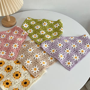 HZO-23036 floreale all'uncinetto bandane graziose Boho capelli a forma di triangolo margherita fascia Vintage testa fazzoletto per ragazze - Product Image 5