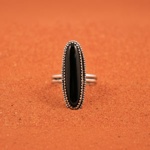 Anillo minimalista de plata de ley sólida 925 hecho a mano, anillo de cristal de piedra natal de ónix negro Natural para mujer, fiesta de boda - Product Image 1