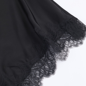 Camicetta Estiva in <span class=keywords><strong>Raso</strong></span> per Donna, Colore <span class=keywords><strong>Nero</strong></span>, Chiusura con Cerniera, Design Asimmetrico, Bordo in Pizzo, Stile Casual e Alla Moda - Product Image 5