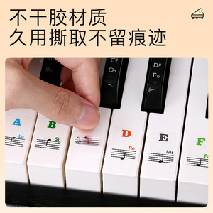 GICUNK Piano <b>Key</b> Stickers 88 <b>Keys</b> 61 <b>Keys</b> 54 <b>Keys</b> Transparent Musical Note <b>Labels</b> For Keyboard Instrument - Product Image 4